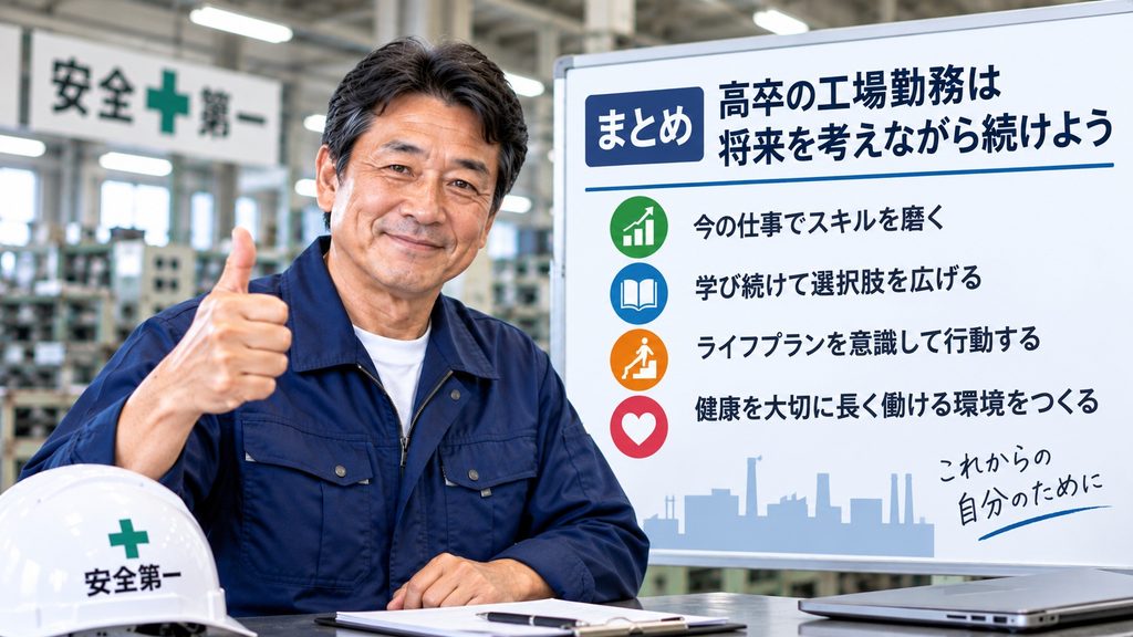 高卒で工場勤務を続けながら、スキルや健康、将来の働き方を考える50代男性作業員