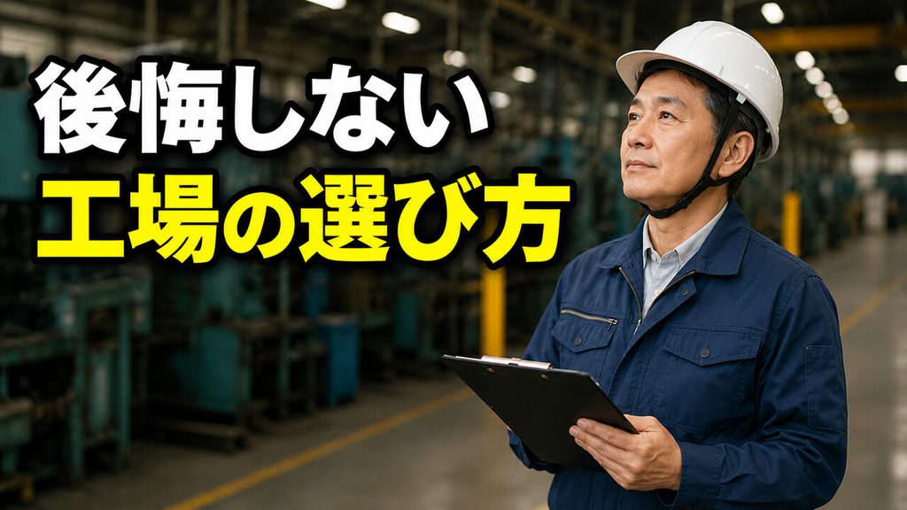 工場内を確認しながら職場選びをする50代男性