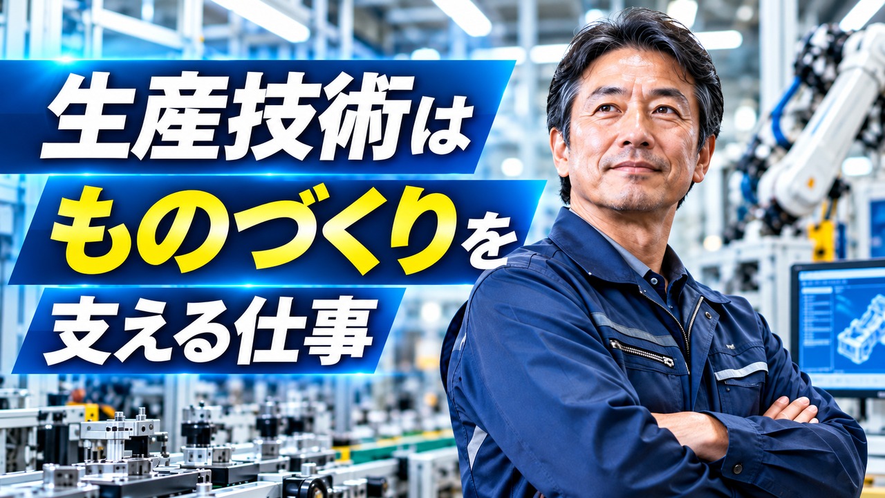 生産技術がものづくりを支える仕事であることを表した工場のアイキャッチ画像